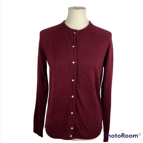 Karen Scott Women S Luxsoft Button Cardigan Rasberry Size Petite S 2 main image 1